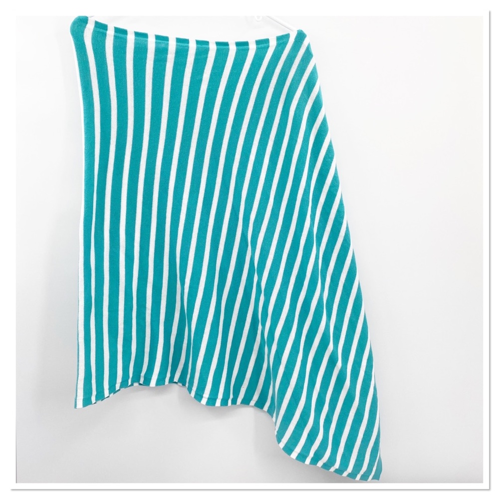 TICKLED PINK | Poncho Striped Turquoise White 100% Cotton NWT